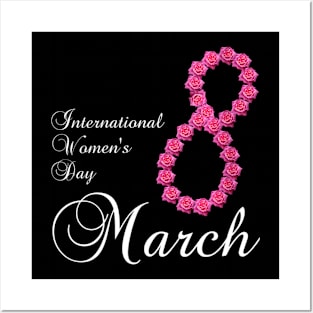 Womens International Womens Day Pink Rose Flower 8 March 2023 Posters and Art